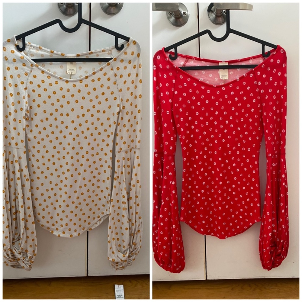Free People Set of 2 Blouson Sleeve Tops